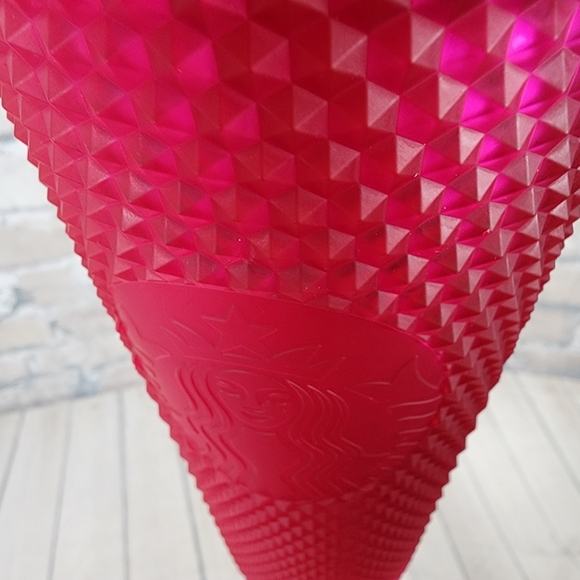 Starbucks Fall 2021 Neon Pink Studded Cold Cup Soft Touch Jelly Venti 24oz - Picture 7 of 11